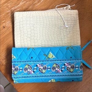 Quilted Blue and Cream Pouches